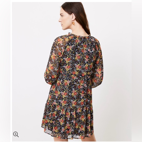 Floral Tie Neck Swing Dress - Picture 3 of 6